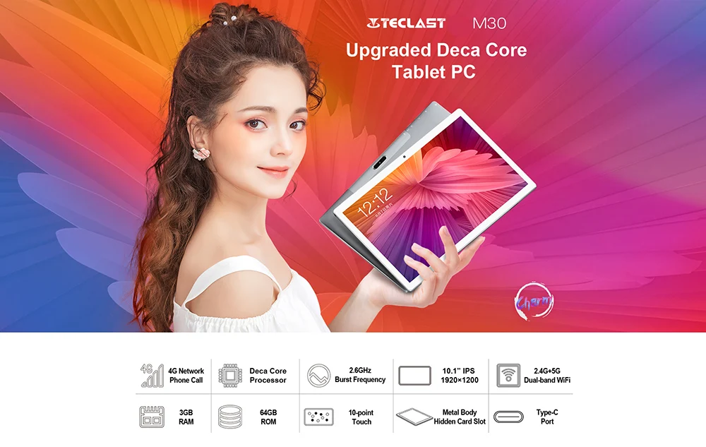 Планшетный пк Teclast M30 10,1 '4G Phablet Android 8,0 MT6797X(X27) 1,4 GHz Decore cpu 3GB ram 64 GB/128 GB rom 5.0MP+ 2.0MP камера