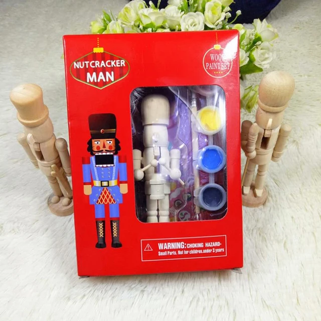 Boe Narodzenie  1Pc 12cm Nutcracker Puppet Christmas Decor DIY Wood Embryo Nutcracker Soldier 3