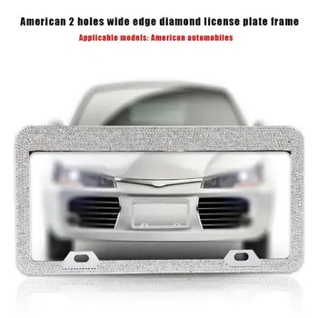 

Car Stainless Steel License Plate Frame Rhinestone License Tag Class A Diamond Die Casting Stamping Holder for US Car