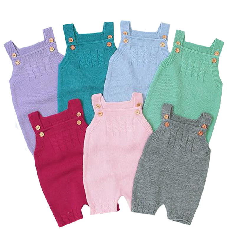 

2020 New Spring Toddle Baby Knitted Clothes Summer Newborn Romper Baby Girl Boys Sleeveless Romper Infant Baby Jumpsuit Overalls