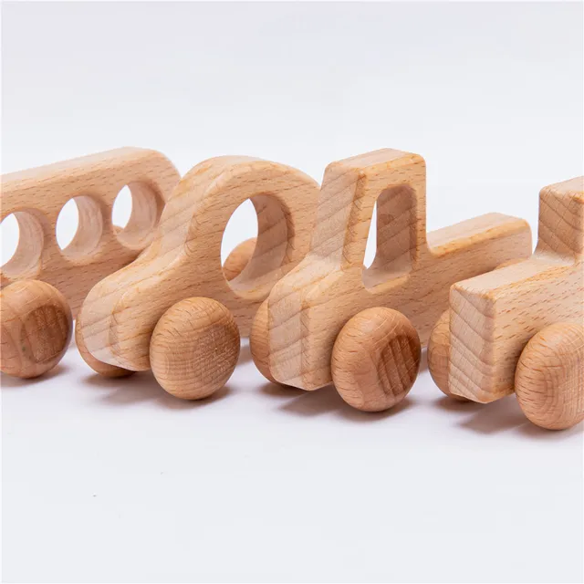 1pc Wooden Toys Beech Wood Car Blocks Cartoon Educational Montessori Toys Children Baby Teething Newborn Birthday Gift Wood Toy 4