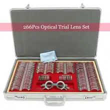 Julgamento conjunto de lente 104/266 pces optometry lente com aro de metal kit lente de teste óptico com teste de olho quadro de julgamento óculos caixa de alumínio