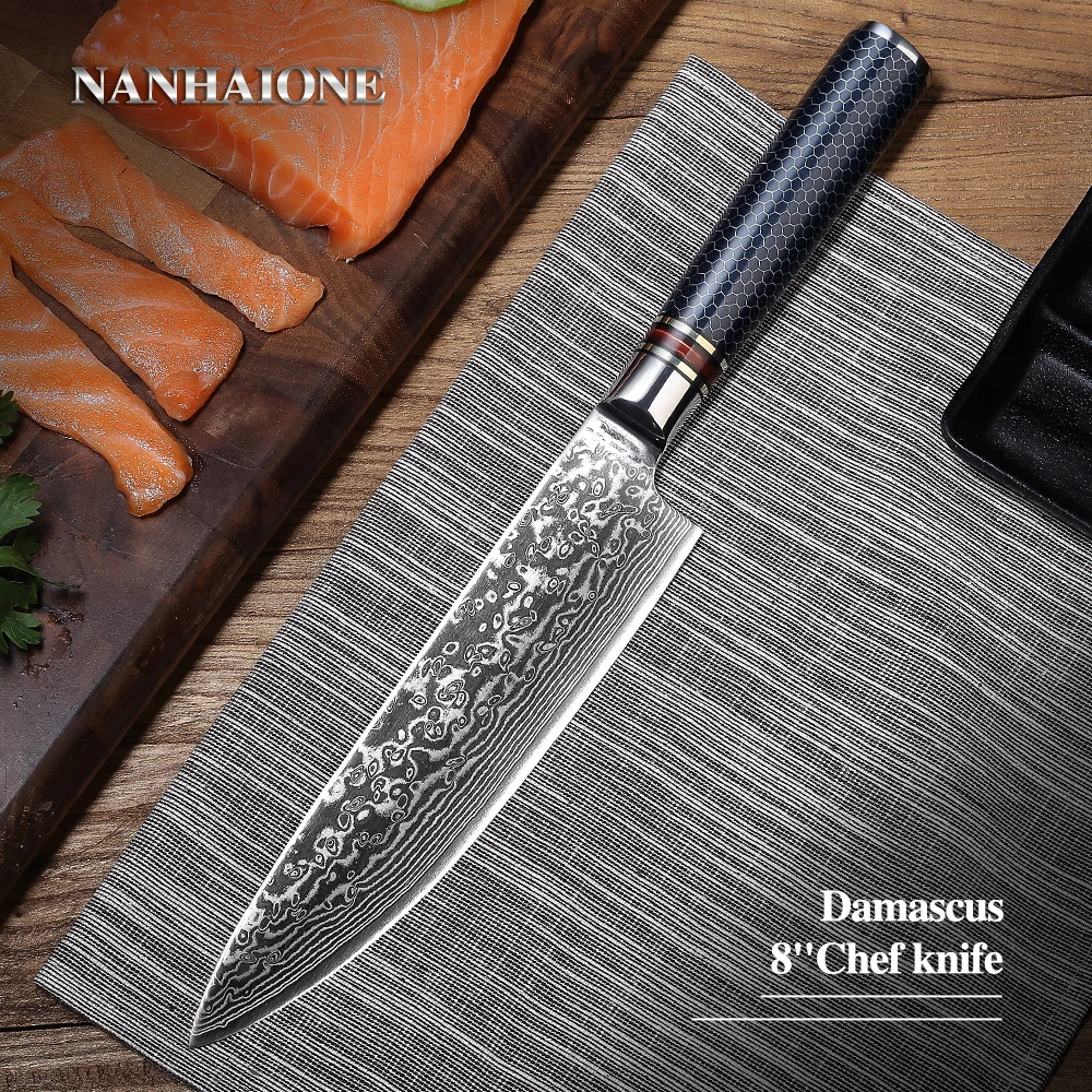 NANHAIONE шеф повара из дамасской стали 8 дюймов высокоуглеродистая 73 слоя VG 10 Gyutou кухня Knives CL138|Кухонные ножи| |