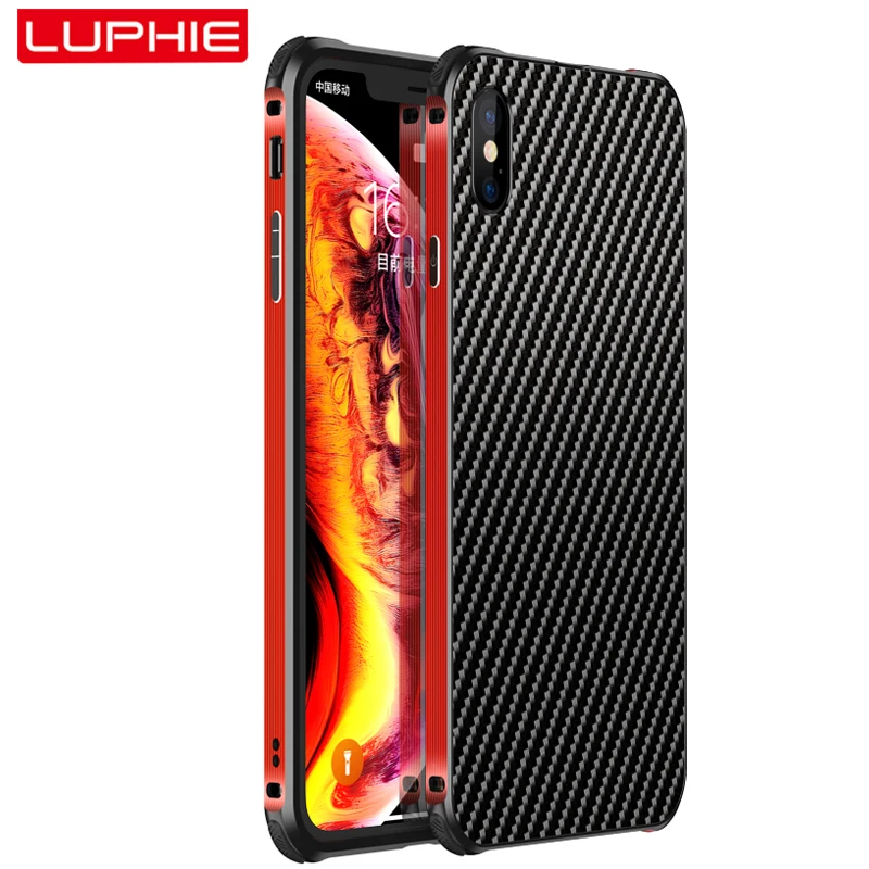 

Metal Frame Bumper for iPhone Xs Max XR 7 8 Plus Case, Aluminum Alloy Frame Protection Cover Military-Grade Armor Carbon Fiber