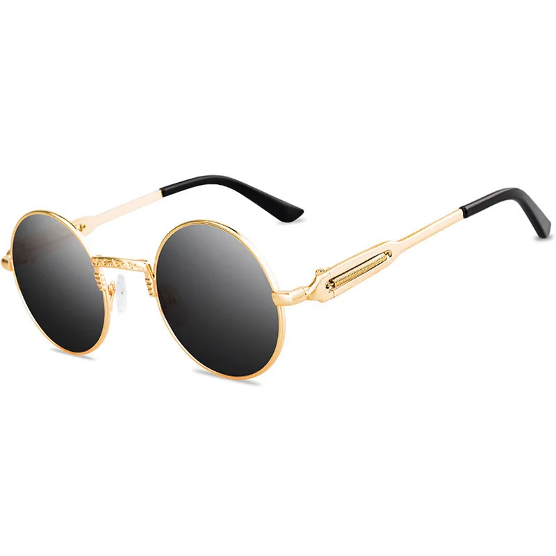 

Steampunk New Round Women Sunglasses Spectacles Red Female Spring Legs Alloy Glasses Men