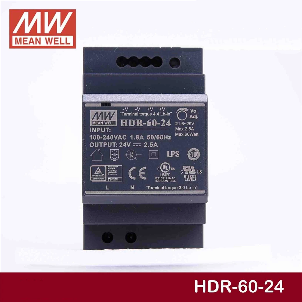 Meanwell HDR 60 24 В 2.5A meanwell Вт один выход промышленный din рейку питания [Hot6]|Импульсный