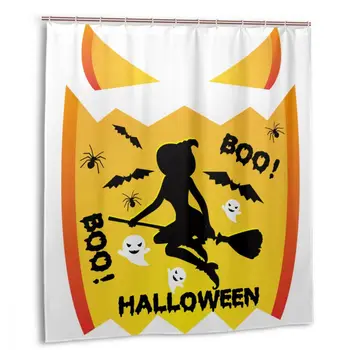 

CHARM HOME Witches LOVELY Vintage SALLY Halloween BOO Plastic Shower Curtain 66x72 In Customized Bathroom Waterproof Polyester