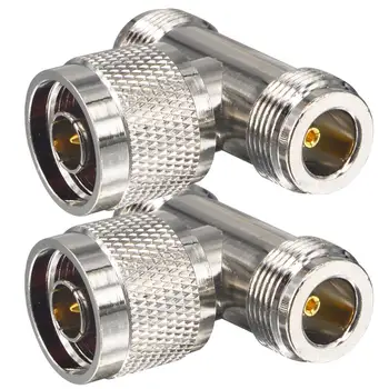 

10 Pieces RF Adapter N Type N Male Plug to 2 N Female 3 Way T Type Long Version Connector