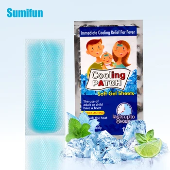 

8bag Gel Cooling Patches Baby Fever Down Headache Pad Medical Plaster Lower Temperature Ice Anti Hot Gel Polymer Hydrogel D1729