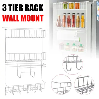 

Multifunctional Shelf Refrigerator Side Wall Mount Kitchen Storage Rack Cling Film Rack Hook Storage Rack Kitchen Storage Rack