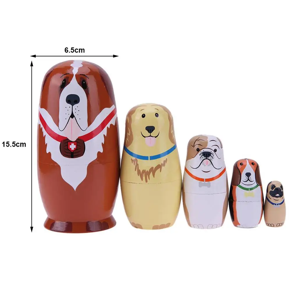 1 Set Wood Russian Nesting Dolls Matryoshka Dolls Babushka Hand Paint Bear Poupee Russe for Kids Gifts Crafted Doll Home Decor black dolls Dolls