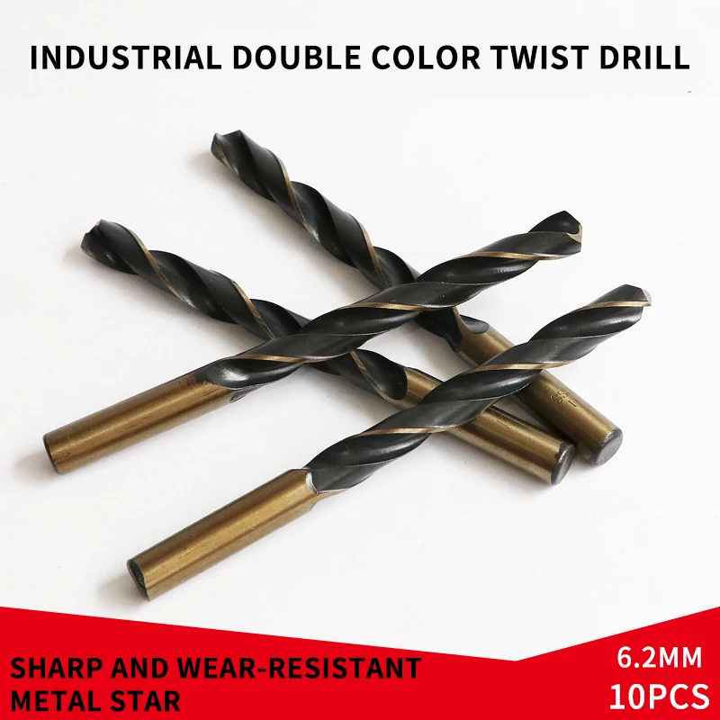 

10PCS/Set 1. 5-10mmRound Twist Drill Bit Woodworking Hss Coated Titanium Coated Twist Drill Bit Set for Copper Metal Wood Tool