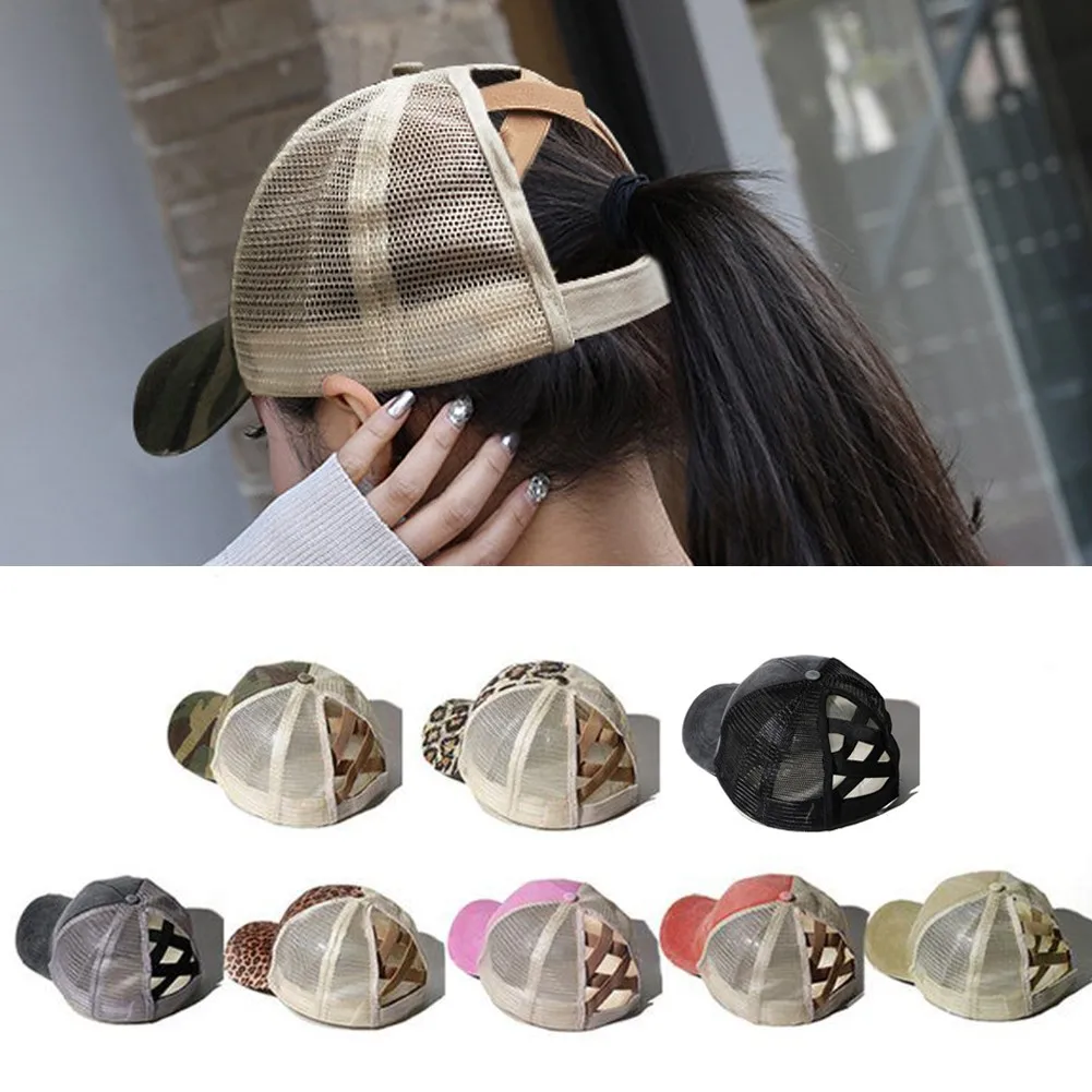 Кепка крест накрест бейсболка с промытой сеткой на спине леопардовым