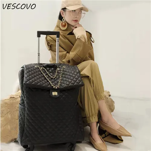 20inch VESCOVO 1" 20" дюймов pu кожаная сумка на колёсиках для женщин, чемодан для путешествий, сумка для переноски для женщин - Цвет: 20inch
