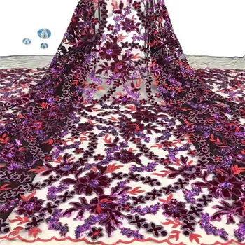 

Nigerian Seuqins Mesh Lace Fabric Red Sequined Embroidered Lace Guipure African Swiss Voile Net Lace Indian Style Wedding Lace