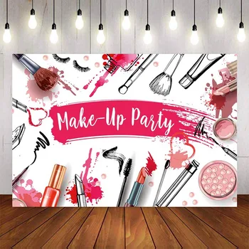 

Photography Background Beauty Make-up Party BackdropsTeen Girls Make-up Shower Lipstick Backdrop Photo Booth Studio Photo Prop