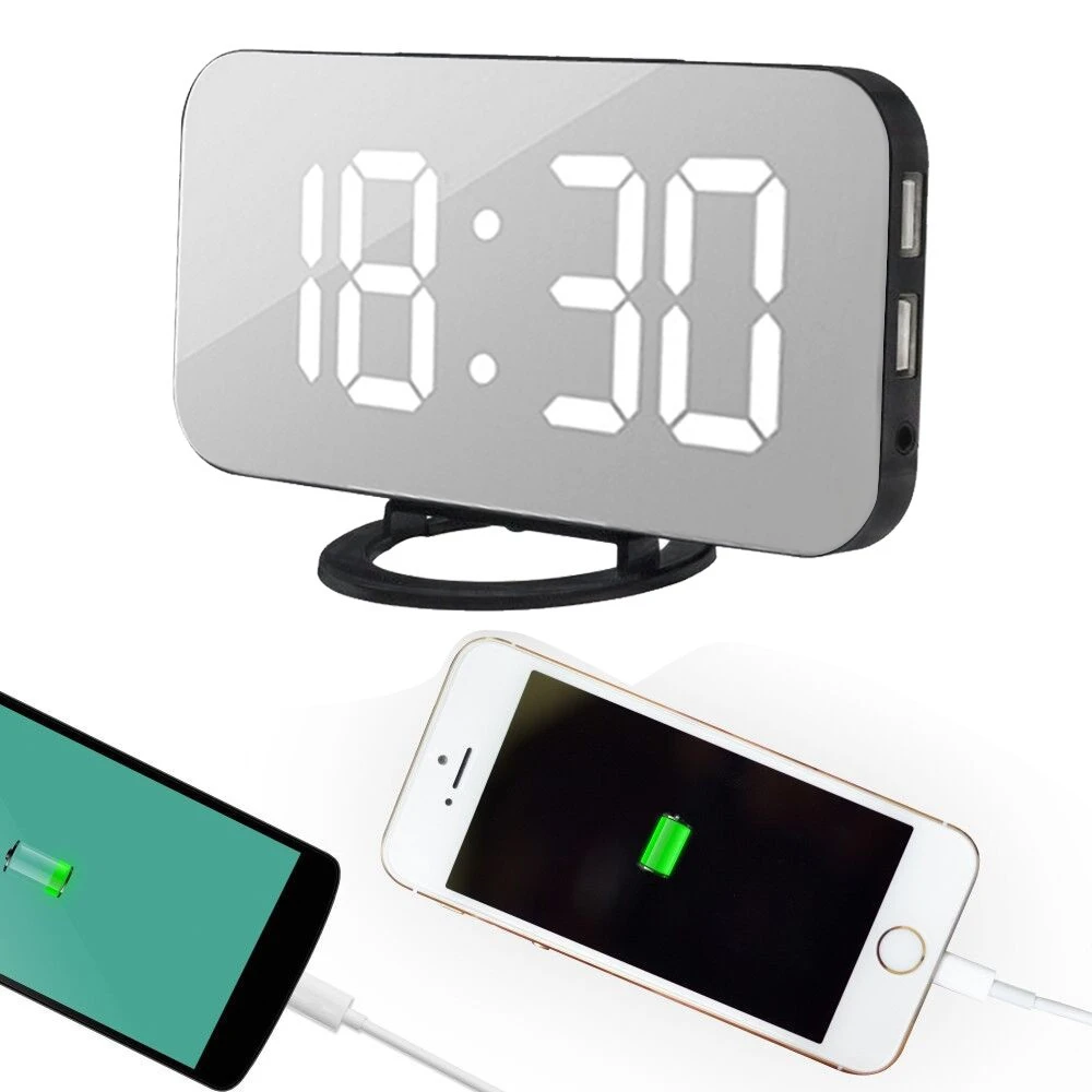 LED Digital Alarm Clock With Usb Port For Phone Charger Touch activited