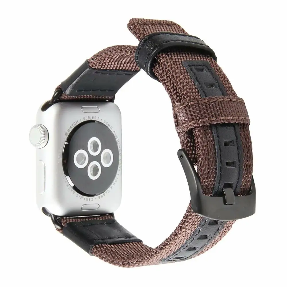 Ремешок нейлоновый из натуральной кожи для Apple Watch band 4 44/40 мм Воздухопроницаемый