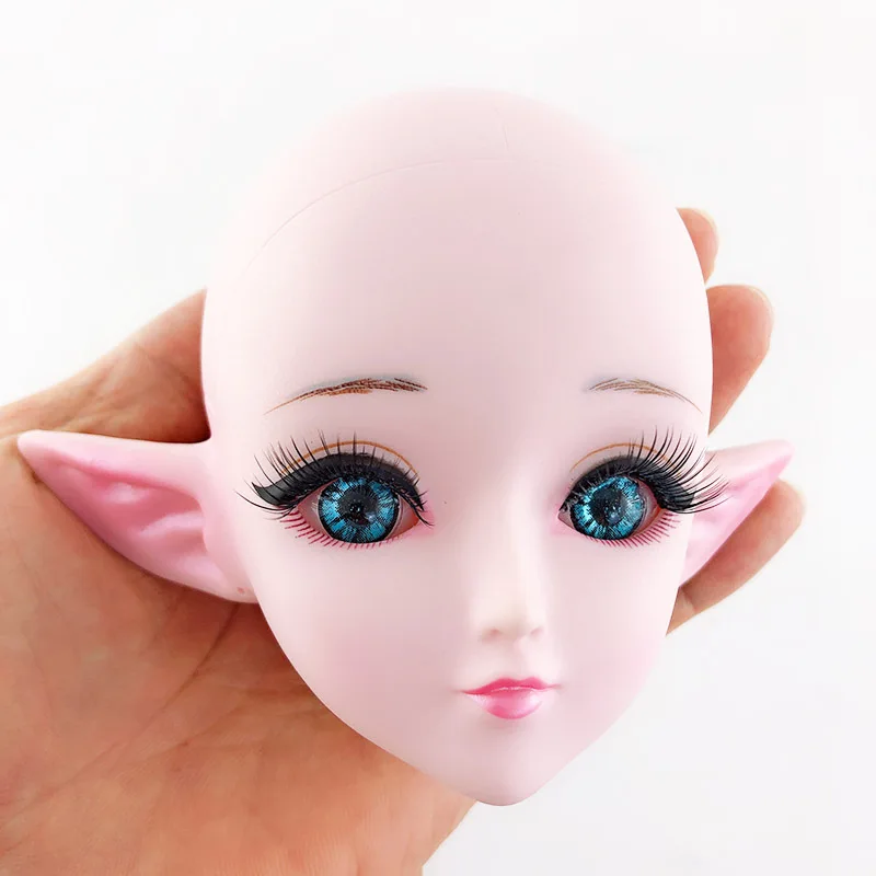 Шарнирная кукла 60 см 1/3 BJD телесная боди эльф макияж аксессуары голубые/черные