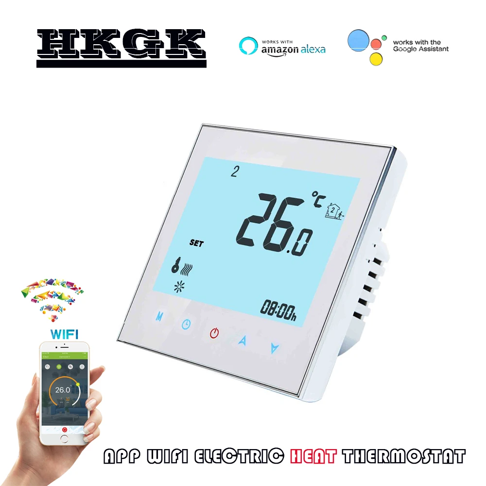 

EU 95-240VAC 16A Dual sensor wifi wireless heating thermostat control for electric heat,heating cable,electric heating film