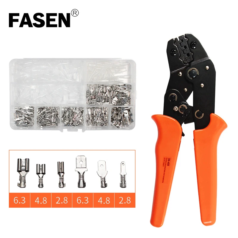 

SN-48B wire Crimping Tool connector Crimper Pliers 0.5-1.5mmÂ² Multi Tool 270pcs TAB 6.3/4.8/2.8 Plug Spring Insert Terminals