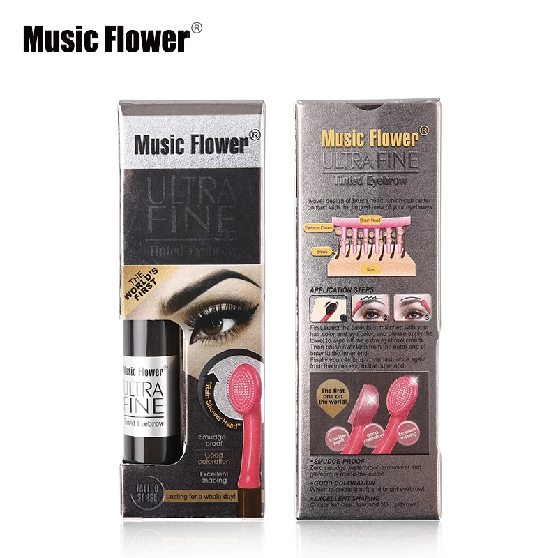 Music Flower макияж ультра тонкого помола тонированные крем для бровей устойчивый к пятнам 3D глаз Коричневый тату-гель с кисть инструмент продолжительное