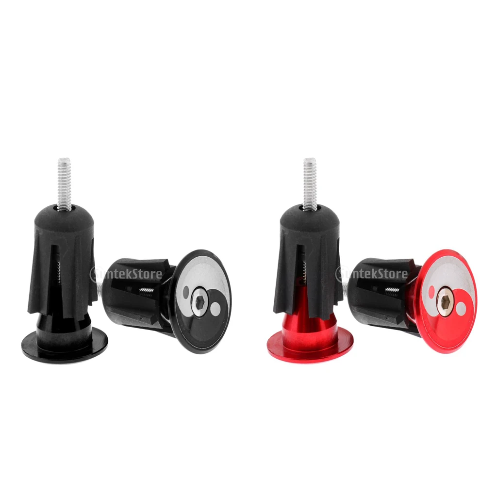 2 Pair Road MTB Bike End Plugs Grip Handlebar Bar Stoppers Caps Black Red Precision CNC Machined