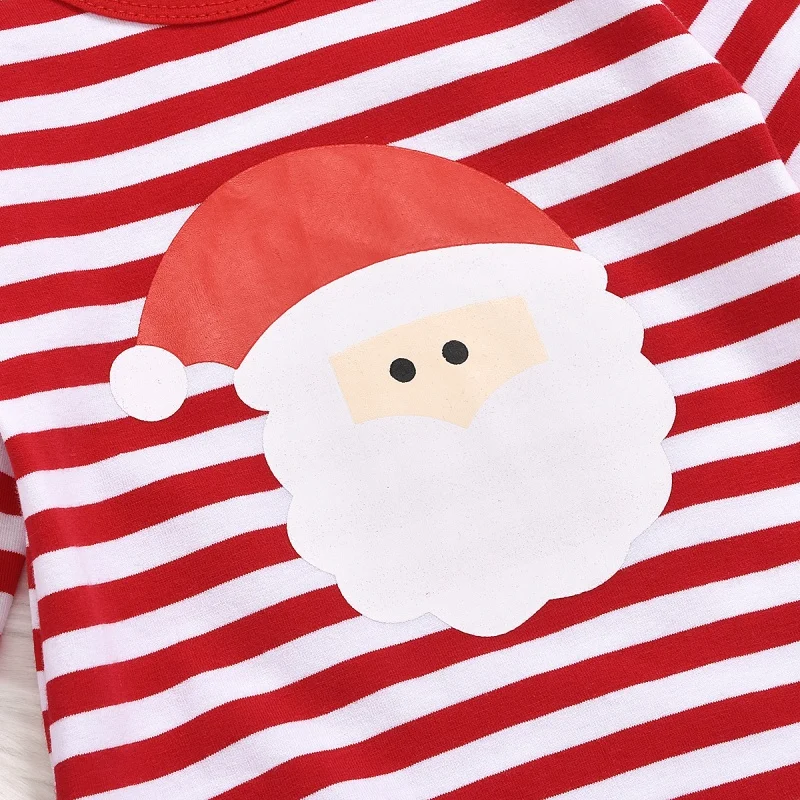 Новая детская одежда, Рождественский костюм с рисунком, Повседневный хлопковый Мягкий комбинезон с принтом в полоску