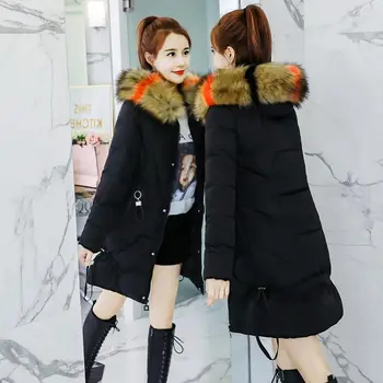 

Winter jacket women parkas 2019 new slim thicken warm hooded color winter coat women jacket outwear long parka femme jacket