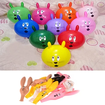 

10Pcs/Set Rabbit Head Latex Inflatable Balloon Mixed Color Children's Party Special Shaped Cartoon Toys Random