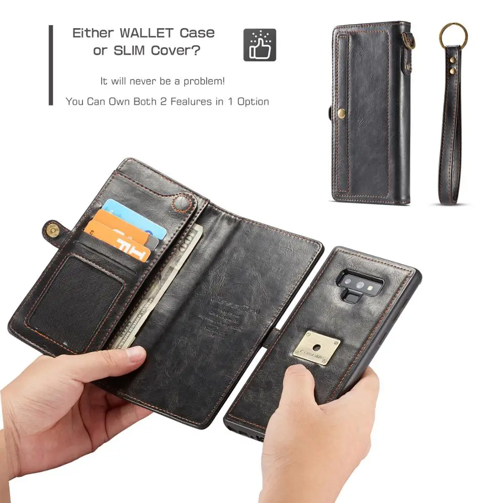 

High Quality Magnetic Flip Case For Samsung Galaxy Note 10 Plus Luxury Leather Wallet Separable For Galaxy Note 9 8 Cover