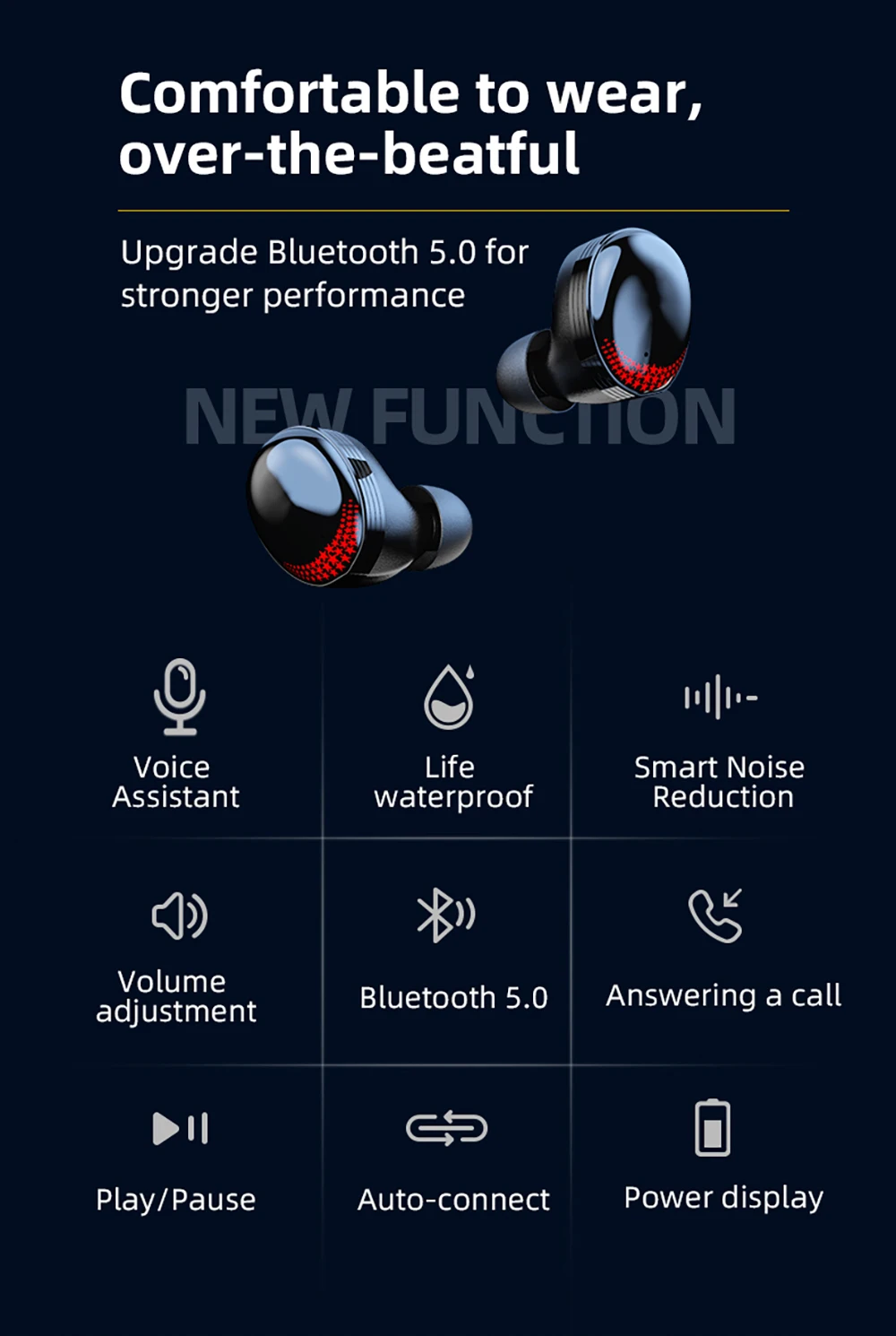 TWS беспроводные наушники Bluetooth гарнитура Мини стерео наушники 2000 мАч IPX 7 Водонепроницаемый HIFI Поддержка iOS/Android телефонов