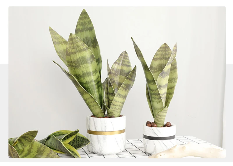 JAROWN Artificial Plants Sansevieria Branch Bonsai Decoration Fake Flower Plastic Tiger Piran Leaves Plants Home Garden Decors Office Decorative (16)