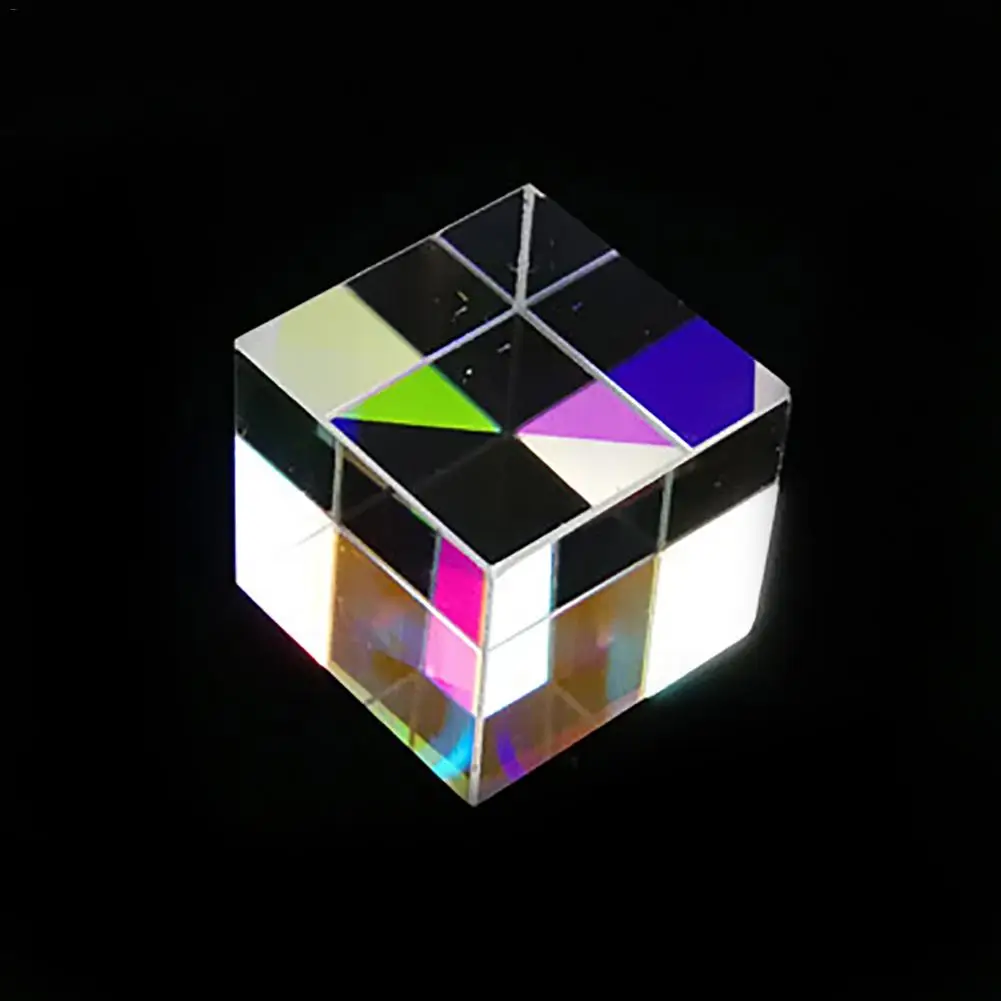 X-Cube шестисторонний Яркий светящийся куб витражная стеклянная призма рассеивание луча Призма оптический экспериментальный инструмент оптические линзы#20