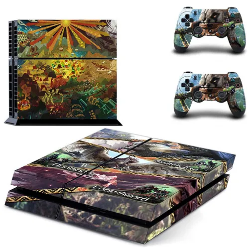 QPTM0203 Monster Hunter World полное покрытие лицевые панели наклейка для PS4 Наклейка для playstation 4 консоль и контроллеры наклейка для PS4 виниловая наклейка - Цвет: QPTM0203