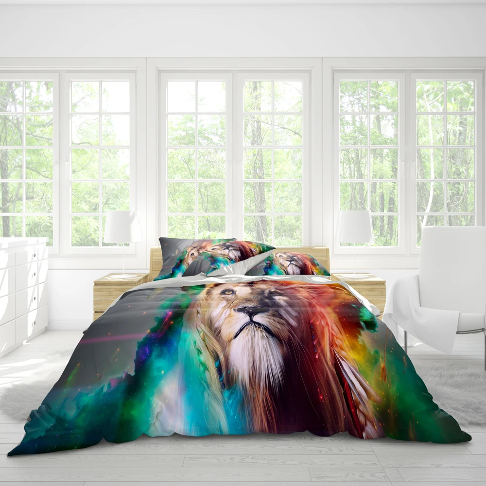 

Teenager double bed comfort quilt 229cmx229cm bedding lion pattern pillowcase three-piece multi-size