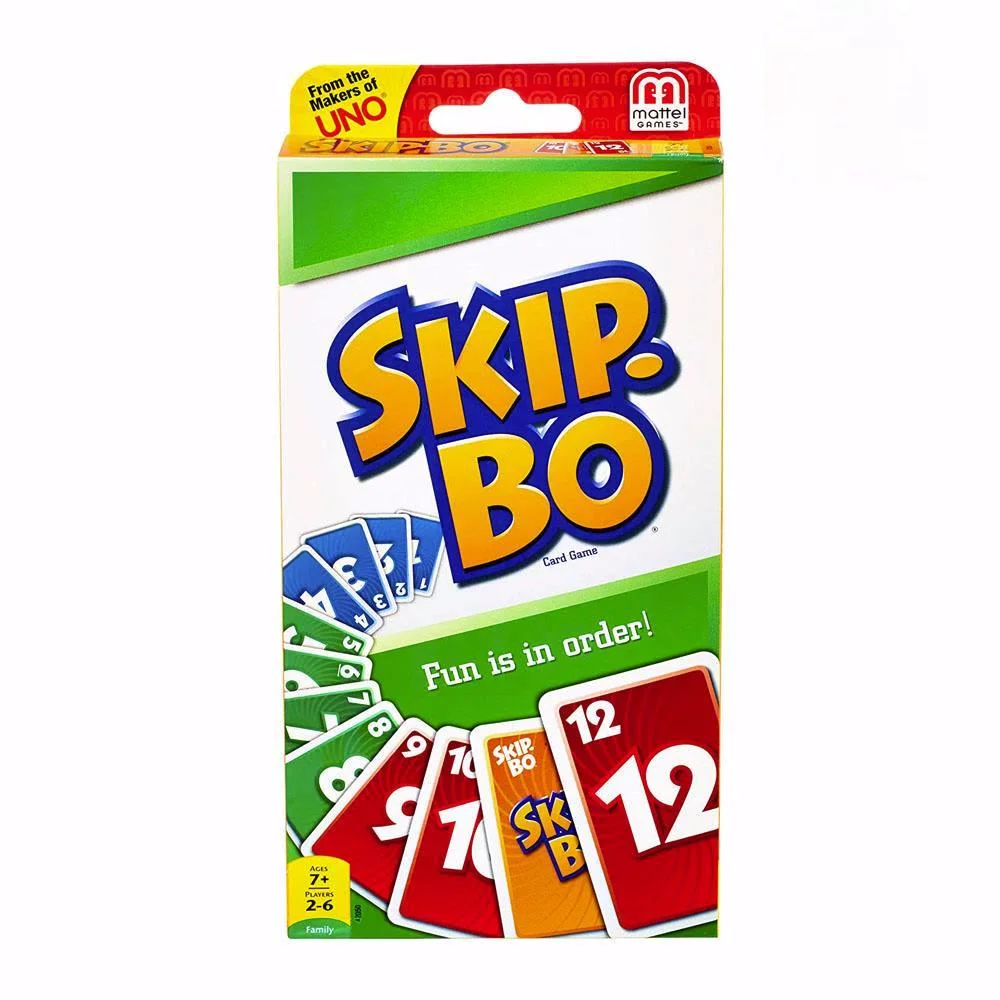 Mattel-Juego de cartas UNO:SKIP BO, multijugador, fiesta familiar, juguetes para niños