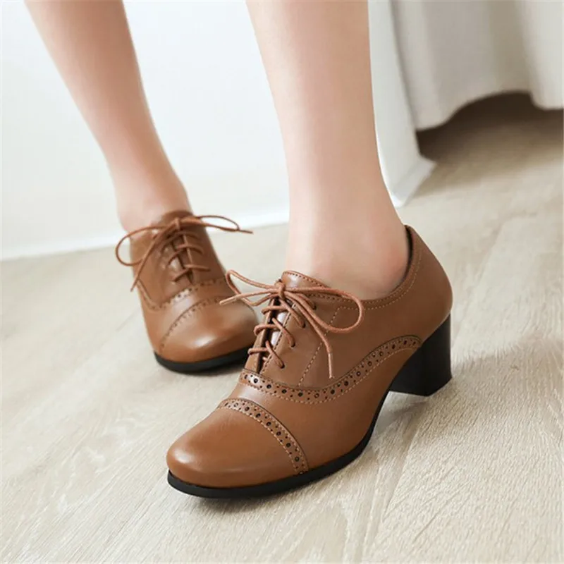Ladies Womens Chunky Platform Shoes Goth Punk Doc Brogues Lace Up Retro New Size