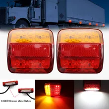 2PCS Trailer Truck Caravan Taillight 12V LED Tail Light Turn Signal Indicator Rear Reverse Brake Stop Lamp Number Plate Light
