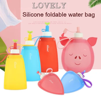 

Foldable Backpack Water Bag Outdoor Sports Water Cup Food-grade Silica Gel Bottle for Children