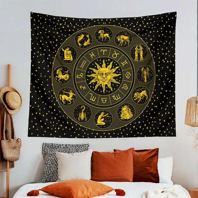 Asztrológia Zodiactapestry Fal Függő Csillagkép Fali Dekoráció Jóslatos Boszorkányhelyi Szoba Nap Hold Kollégiumi Szőnyeg