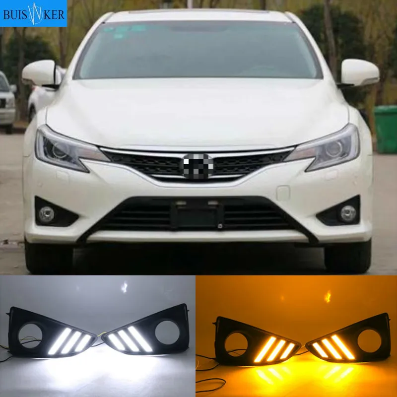 

Указатель поворота мигает Автомобильный светодиодный дневной светильник 12V Габаритные огни светильник s СИД DRL для TOYOTA Mark X Reiz 2013-2018 противотуманная фара