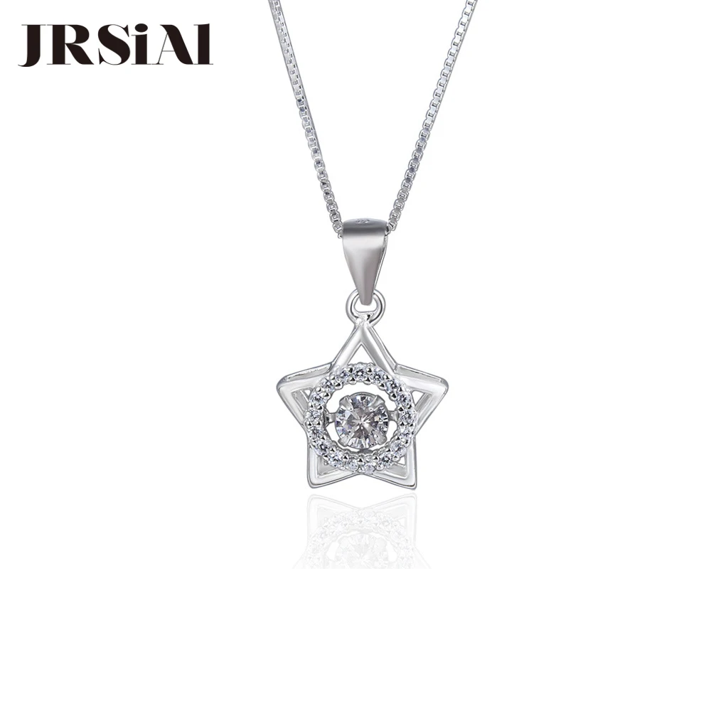 

JRSIAL 925 Sterling Silver Star Pendant Creative Star Smart Clavicle Chain Beating Heart Necklace Accessory JRP0059