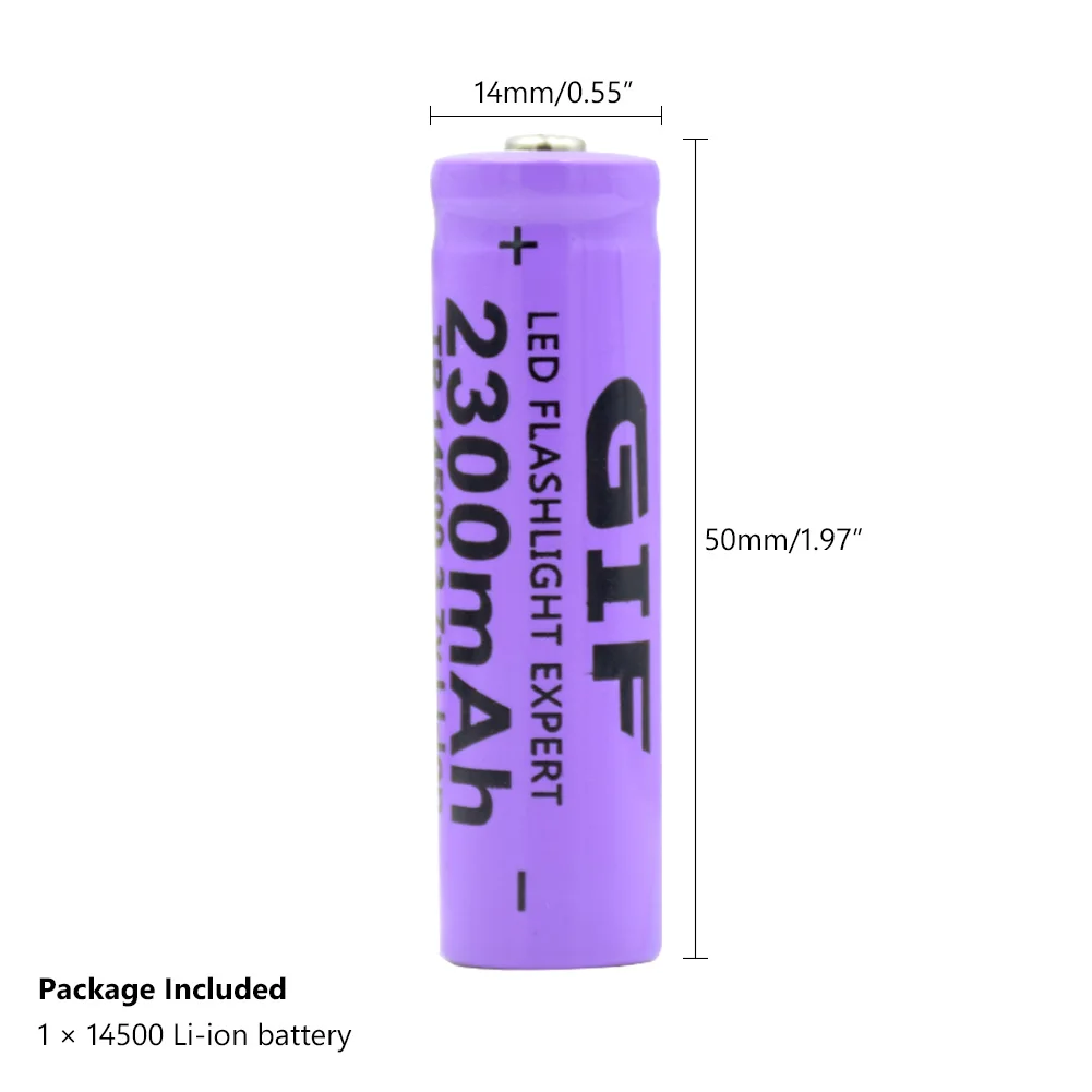 Фиолетовый острый Топ ICR 14500 батарея 3 7 V 2300mAh литий ионная аккумуляторная для