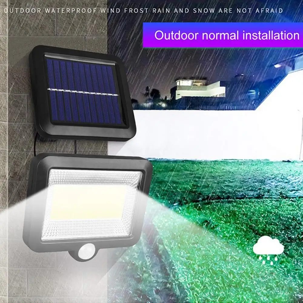 COB 100 светодиодный датчик движения солнечной энергии открытый садовый светильник охранный прожектор лампа TDH