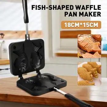 

2 Molds Taiyaki Fish Shaped Waffle Pan Maker Non-stick Buscuit Cake Bake Bakeware Home Kitchen DIY Dessert Cooking Pan Plate