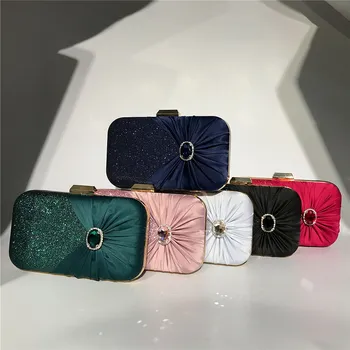 

2019 New Design Fold Diamond Women PVC Evening Clutches Bags Small Party Minaudiere Handbags Purse Wedding Box Female Bolsos