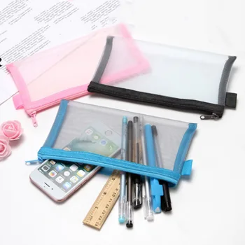 

1PC Cute Mesh Pencil Case Kawaii Transparent Pencil Bag High Capacity Pen Case For Kids Gifts School Office Supplies Stationery