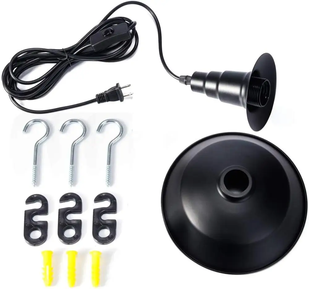 Промышленный подвесной светильник с вилкой E26 E27, цоколь 5 м, винтажный подвесной светильник с вилкой, светильник для гостиной, спальни - Цвет корпуса: Black No Bulb