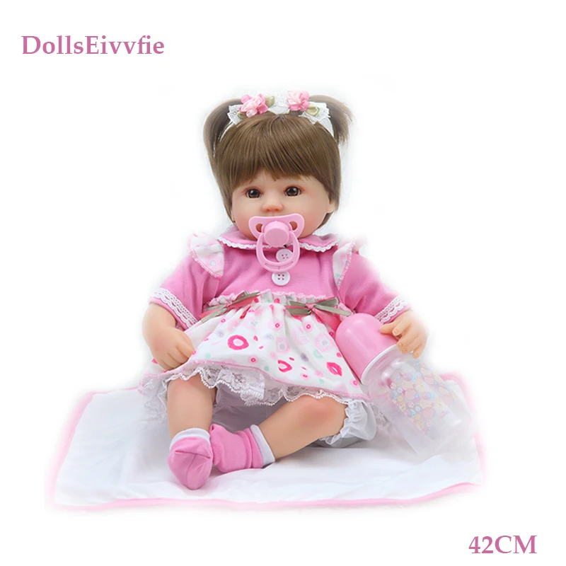 

17"Bonecas charm princess doll rebirth baby silicone doll Lovely reality bebe Surprise children's toy